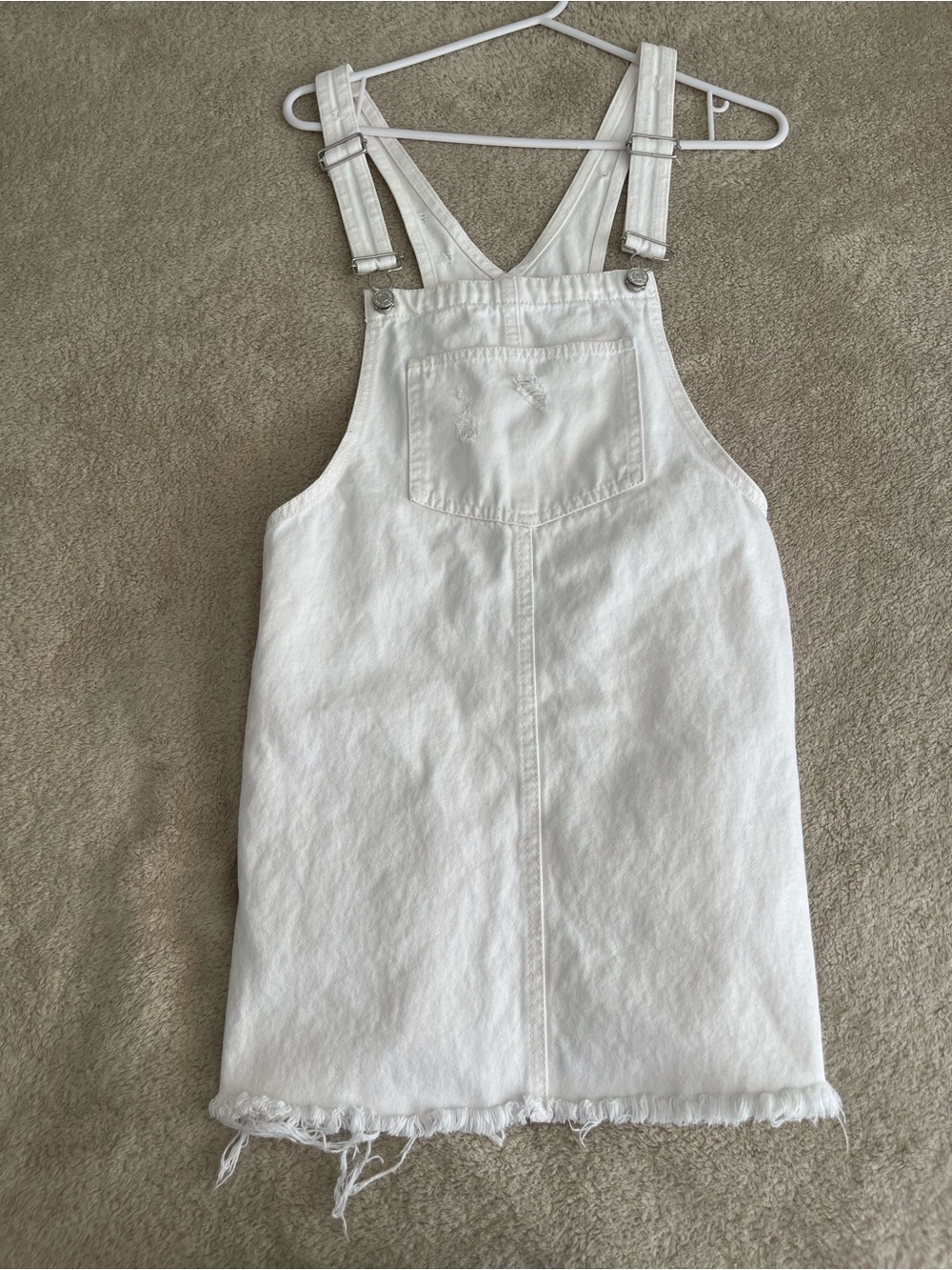 White Denim Overall Dress - Classic Pinafore Style